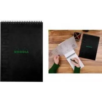 RHODIA GreenPad spiralinis sąsiuvinis A4+ liniuotė juodas 90gsm 80 lapų 119927C