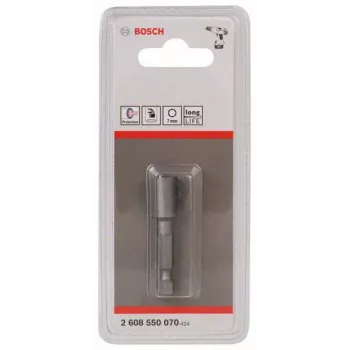 Bosch lizdinis veržliaraktis 1/4 inch pavara 7 mm šešiakampis 50 mm ilgis chromo vanadžio plienas 2608550070