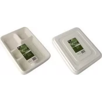 PAPSTAR pure cukranendrių meniu padėklai, 5 skyriai, 22 x 28,2 cm, baltos spalvos, 25 vnt. (89882)