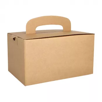 PAPSTAR pure pietų dėžutė su nešiojimo rankena, rudo kartono, 424 g/m², sulankstoma, 1 vnt. 88980