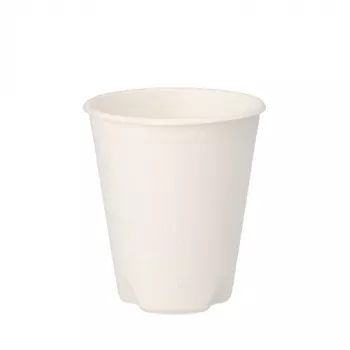 PAPSTAR pure cukranendrių popieriniai puodeliai 0,2 L, balti, 12 vnt., kompostuojami ir tinkami mikrobangų krosnelei 89853