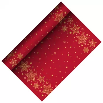 PAPSTAR Christmas Shine raudonas Airlaid staltiesės takelis, 400 mm x 3 m, ritinyje, 1 vnt. 88657