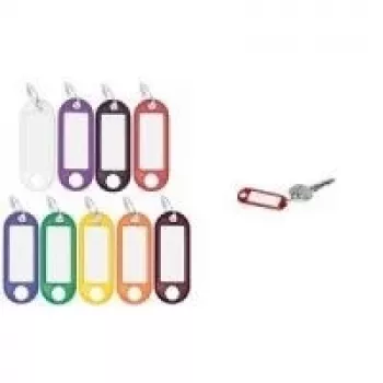 WEDO raktų pakabukas su žiedu, 18 mm skersmens, violetinio plastiko korpusas, baltas rašomasis keičiamas etiketė 262 801808