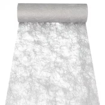 PAPSTAR Sizoflor stalo takelis ir dekoratyvinė juosta, sidabrinė, 25 m x 30 cm, atsparus vandeniui, 75% poliesteris / 25% poliamidas 37064