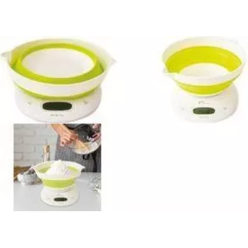 Little Balance LB 8064 sulankstomos virtuvinės svarstyklės su dubeniu, baltos/šviesiai žalios, 5 kg