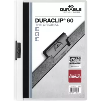 DURABLE DURACLIP 60 A4 segtuvas su spaustuku juodas (25 vnt. pakuotė) 220902