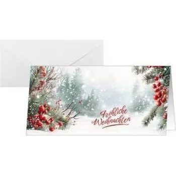 SIGEL DS645 Kalėdinis atvirukas Scandinavian Snow, DIN Lang gulsčias, 250 gsm baltas kartonas, rašalinis/lazerinis/kopijavimo aparatas, 1 vnt.