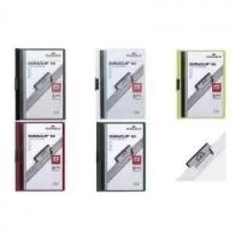 DURABLE DURACLIP ORIGINAL 60 A4 segtuvas su spaustuku, tamsiai mėlynas permatomas viršelis, metalinis spaustukas, 5 vnt. pakuotė (2238-07)