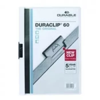 DURABLE DURACLIP 60 A4 segtuvas su spaustuku permatomas (25 vnt. pakuotė) 223802