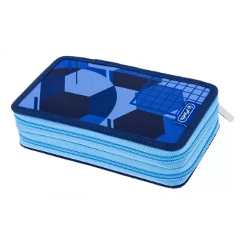 HERLITZ Blue Goal dviguba penalų dėžutė, 23 dalių, 2 skyriai, užtrauktukas, spalvotas vidus 400205859