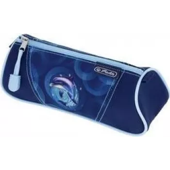 HERLITZ Dolphin Ride trikampis penalas, poliesteris, užtrauktukas, 1 skyrius 400205918