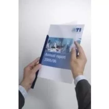 DURABLE A4 suspaudžiamos įrišimo juostelės, 100 lapų talpa, permatomas PP, 50 vienetų pakelis 293919