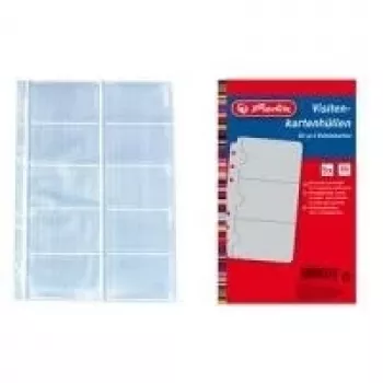 HERLITZ Vizitinių kortelių laikiklio lapai, DIN A4, 10 kišenėlių per lapą, permatomi, 10 vnt. paketas 5894209