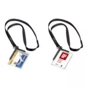 DURABLE 820758 permatomas ID kortelės laikiklis su segtuku ir smeigtuku, 10 vnt. paketas