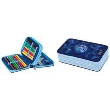 HERLITZ Dolphin Ride dviejų skyrių penalas, 23 dalių komplektas, užtrauktukas, spalvotas vidus 400205858