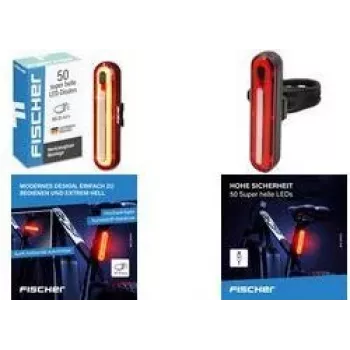 FISCHER FAHRRAD LED dviračio galinis žibintas, įkraunamas, juodas/raudonas 50089:FISCHER