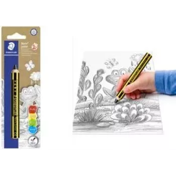 Staedtler Noris Junior grafitinis pieštukas - 2B, juodai geltonomis juostelėmis, apvalus korpusas, vienas vienetas 141-2B BK