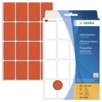 HERMA nuolatinio klijavimo etiketės raudonos 25 x 40 mm 512 etiketės (32 lapai x 16) 2452