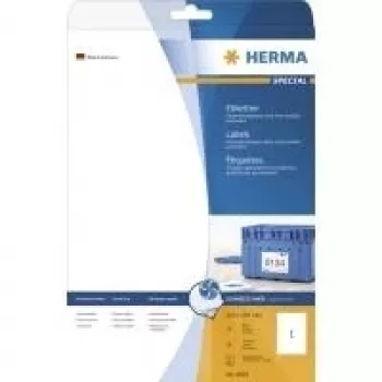 HERMA Special 4824 nuolatinio klijavimo matinio padengto popieriaus bylų segtuvų nugarėlių etiketės, baltos, A4, 25 lapai, 100 etikečių