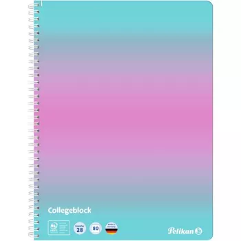 Pelikan College Block Color Edition A4 mėtų/rožinis, liniuotė su 2 paraštėmis, 80 lapų, 70 g/m² be medienos, 4 skylių perforacija, 1 vnt. 400197019