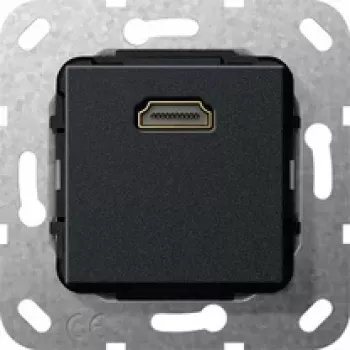 Gira HDMI sieninės plokštės įdėklas 2.0a+ HDR, 1 prievadas, matinis juodas 567010
