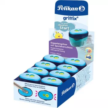 Pelikan griffix dvigubas pieštukų drožtukas su konteineriu, mėlynas, standartiniams ir dideliems pieštukams 300008247