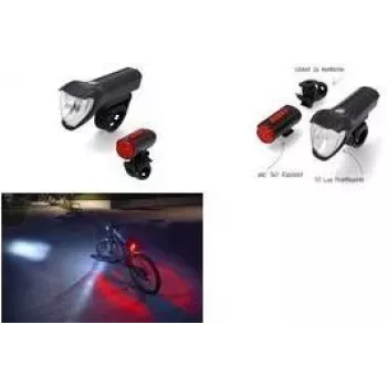FISCHER dviračio LED apšvietimo rinkinys TWIN, 50/25/15 liuksų priekinis žibintas, USB įkraunamas, StVZO patvirtintas 50428