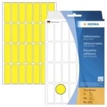 HERMA 2361 geltoni matiniai nuolatiniai lipnūs popieriniai etiketės, 13 x 40 mm, 896 etiketės (32 lapai x 28)