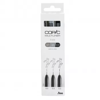 COPIC Multiliner plonas flomasteris juodas 0,5 mm, 3 vnt. (22075633)