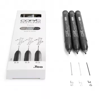 COPIC Multiliner plonas flomasteris juodas 0,5 mm, 3 vnt. (22075633)