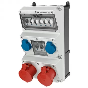 MENNEKES AMAXX sieninė lizdų kombinacija 930014, 32A 400V, 2x CEE + 2x Schuko, IP44