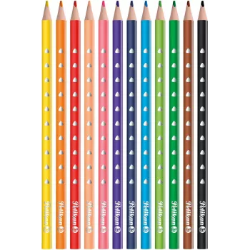 Pelikan 700634 spalvotų pieštukų rinkinys, 12 vnt., įvairios spalvos, šešiakampis medinis korpusas, 3,3 mm lūžimui atsparus švinas