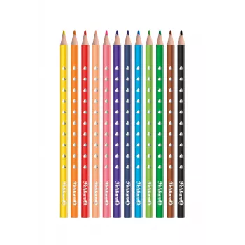 Pelikan 700634 spalvotų pieštukų rinkinys, 12 vnt., įvairios spalvos, šešiakampis medinis korpusas, 3,3 mm lūžimui atsparus švinas