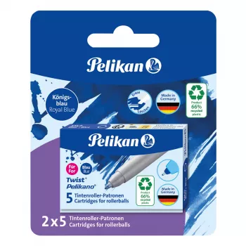 Pelikan ritinėlio rašiklio rašalo kasetės, 5 vnt. rinkinys, mėlynos (824705)