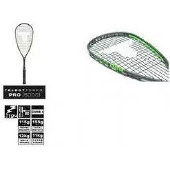 TALBOT TORRO Squash Racket Pro 6000, juoda / žalia, puolimo, Y-konstrukcijos, 1 vnt. (251006)