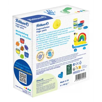 Pelikan pirštų dažai Basic Colours, 4 vienetų rinkinys, vandeniniai, dermatologiškai testuoti, lengvai nuplaunami - 1 vienetas (701570)