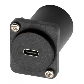 EXSYS D-Type USB-C moteriškas į moterišką adapteris, USB 3.2 Gen 1, skydinis montavimas, juodas (EX-49158)