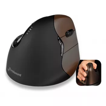 Evoluent VerticalMouse 4 maža belaidė lazerinė pelė dešinei rankai, juoda/sidabrinė 500793