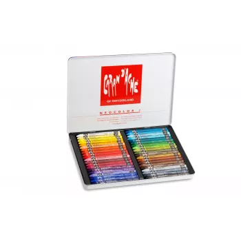 CARAN D'ACHE Neocolor I vaško pastelės, 40 rinkinys, apvalios, įvairių spalvų, popierinė mova 7000.340