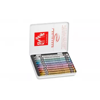Caran d'Ache Neocolor I Metallic vaškiniai pastelės, rinkinys iš 10, apvalūs su popierine mova 7004.310