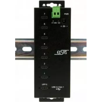 EXSYS EX-1147HMVS USB-C šakotuvas, USB 3.2 Gen 1, juodas