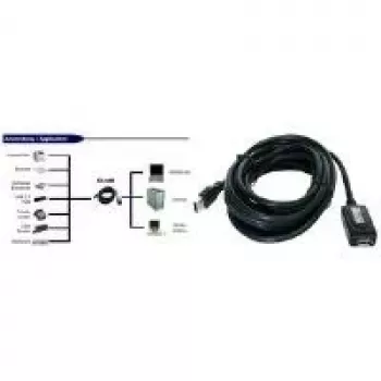 EXSYS EX-1405 USB 3.0 prailginimo kabelis 5 m aktyvusis kartotuvas, Type-A male to female, juodas