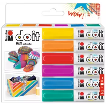 Marabu DO IT Craft Marker akriliniai žymekliai, 6 vnt. rinkinys, vandens pagrindo, greitai džiūstantys 0128000000201