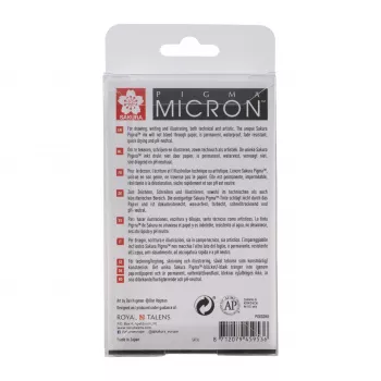 SAKURA Pigma Micron plonasnukiai rašikliai, 8 dalių rinkinys, juodi, įvairūs antgalių dydžiai nuo 0,15 mm iki teptuko POXSDK8