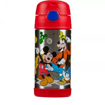 THERMOS FUNTAINER termoizoliacinis butelis su šiaudeliu, Disney Mickey, 0,35 L, nerūdijantis plienas, PP dangtelis 4113.411.035