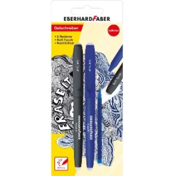 Faber-Castell Eberhard Faber Erase it! gelinis rašiklis, 0,7 mm, mėlynas, Action Set, blisterio kortelė 582103