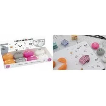 Faber-Castell Eberhard Faber gyvūnų formos plastikiniai trintukai, 8 skirtingų formų gyvūnai grafito ir spalvotiems pieštukams 585419