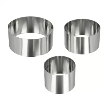 Metaltex apvalūs nerūdijančio plieno gaminimo žiedai, rinkinys iš 3, sidabriniai, 45 mm aukščio 204536010