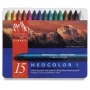 Caran d'Ache Neocolor I vaškinės pastelės, 15 skirtingų spalvų, apvalios, popierinėmis įvyniojimo, metalinė dėžutė 7000.315