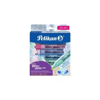 Pelikan Langų žymekliai 600, 8 dalių rinkinys kartoninėje dėžutėje, Įvairios spalvos, Vandens pagrindo, Nuvalomi drėgna šluoste nuo stiklo, veidrodžių, langų - 1 rinkinys (400205347)